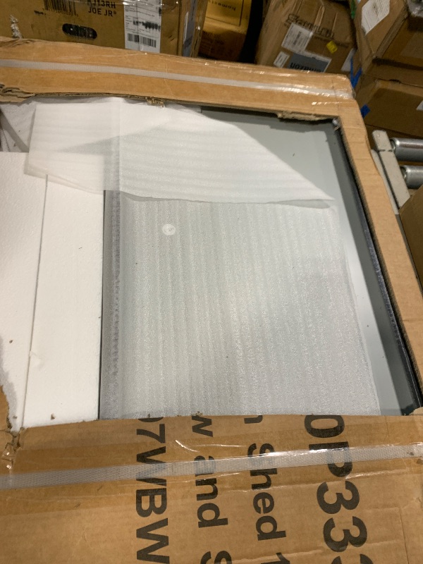 Photo 1 of ** sold as is no refund/return**  YOPTO 12x10 FT Outdoor Storage Shed,Metal Shed W/Goods Shelves & Window,Garden Tool House W/ 2 Vents & Lamp Hanging Hole & Apex Roof and Lockable Doors,for Backyard Patio Lawn,White+Black