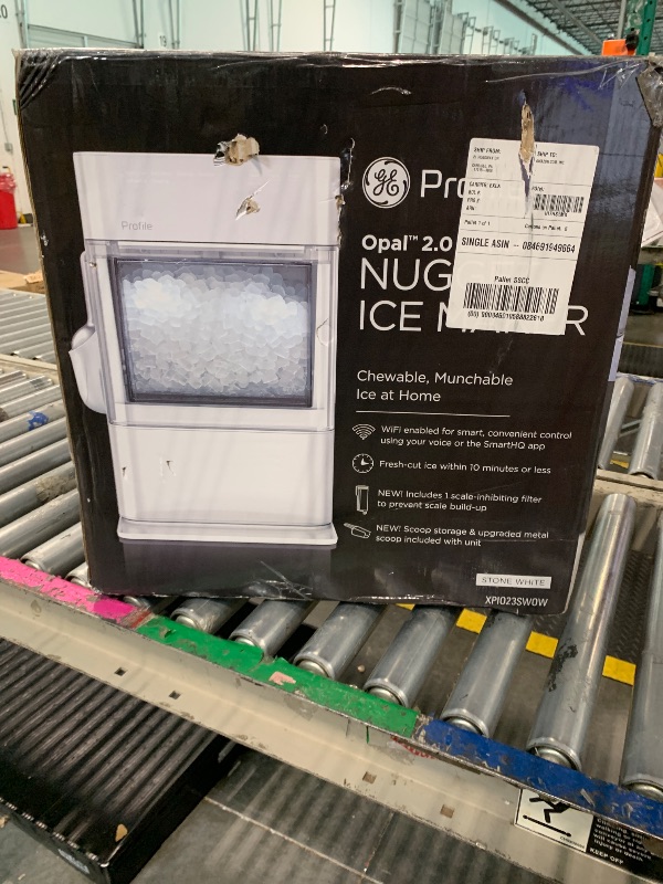 Photo 1 of **AS IS, FINAL SALE**GE Profile Opal 2.0 Ultra Nugget Ice Maker with Scale Inhibiting Filter, Scoop Included, 38 lbs in 24 Hours, Pellet Ice Machine with WiFi & Smart Connected, Stainless Steel (Renewed)