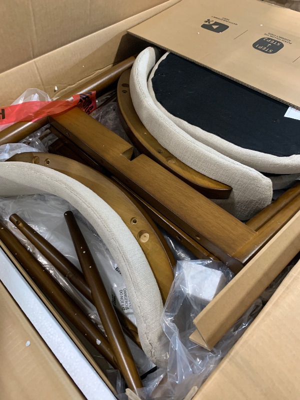 Photo 1 of **** ONLY 2 CHAIRS*** COLAMY Counter Height Bar Stools Set of 2 Kitchen Bar Stools with Back, Mid Century Modern Upholstered, with Wood Legs for Kitchen Island Dining Room, Beige