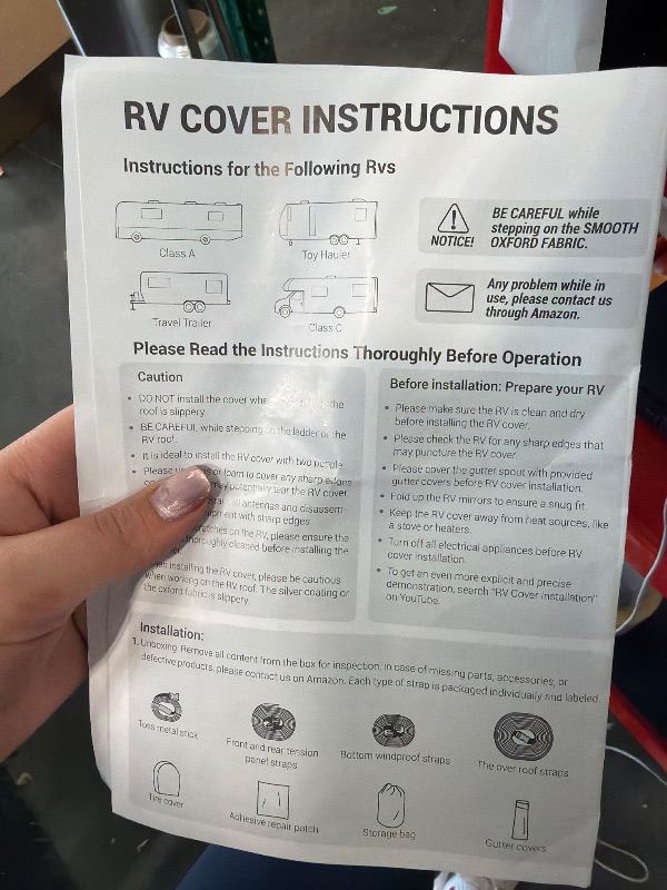 Photo 1 of ***SIMILAR ITEM*** 5th Wheel RV Cover 37' - 41', 7 Layers Top Durable Non-Woven with Cotton Fifth Wheel Camper Tarp Anti-Scratch Breathable RV Motorhome Covers Gray with 2 Extra Windproof Straps, 6 Gutter Covers