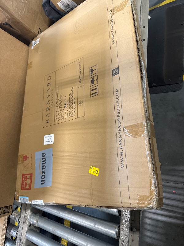 Photo 1 of ***MIRROR IS CRACKED***Barnyard Designs Rattan Wall Mirror, Rectangular Natural Woven Rattan Frame, Indoor Decorative Mirror for Bedroom Living Room Entryway (24" x 36", Rectangular)