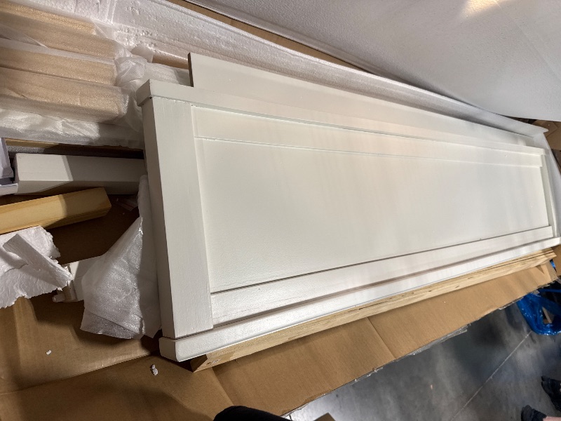 Photo 1 of ***FINALE SALE/NO RETURN, SOLD AS PARTS ONLY*** Merax Mid-Century Modern Platform Bed Full Size with Tall Headboard and Footboard, Solid Wood Bed Frame, No Box Spring Needed, Easy Assembly, White
