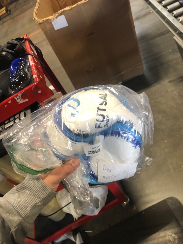 Photo 1 of ***SIMULAR TO PHOTO***JPHNAN Low Bounce Futsal Ball Size 4 - Durable Indoor Soccer Ball with Thick TPU Cover & Reinforced Stitching for Training, Competitions | White/Blue Design for Youth & Adults