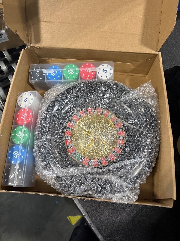 Photo 1 of **MISSING SEVERAL PARTS**
WodGod Roulette Wheel & Craps Set with Double-Sided Tabletop Layout Mat,10 Inch Premium Solid Wood Roulette Wheel, 200 Chips, Roulette Marker,Instruction Card etc.Perfect for Game Night Party