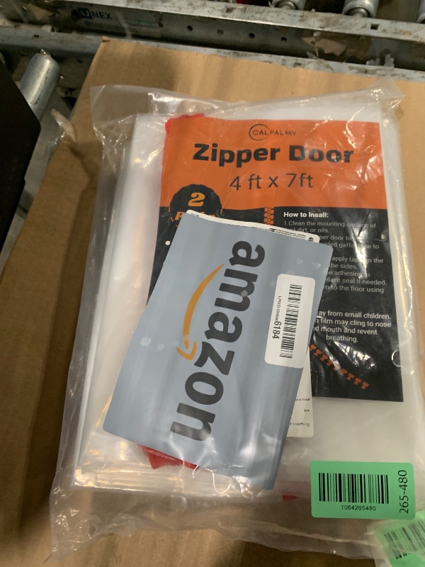 Photo 1 of (2-Pack) 4 ft x 7 ft Plastic Zipper Door Dust Protector (Red Zippers) - Heavy-Duty Plastic Sheeting with Zipper Door Dust Protection - Easy to Install and Remove - Includes 3 cm x 10 m Gaffer Tape
