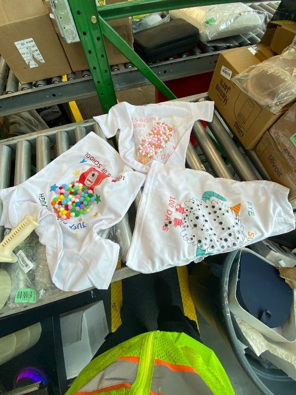 Photo 1 of ***MINOR DAMAGE*** R HORSE 100th Day of School DIY Shirt Kit - 3Pcs Ice Cream Gumball Machine Monster T-Shirt Kit with Pom Poms and Googly Eyes for Kids 100 Days Party School DIY Art Activity Classroom Party Supplies XL 120