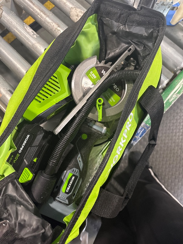Photo 1 of ** NO EXTRA BLADES**
WORKPRO 20V Cordless Mini Circular Saw, 4-1/2" Compact Wireless Circular Saw 4.0Ah Battery, Fast Charger, 3 Blades, 4500RPM, Laser Guide, Max Cutting Depth 1-11/16"(90°), 1-1/8"(45°)