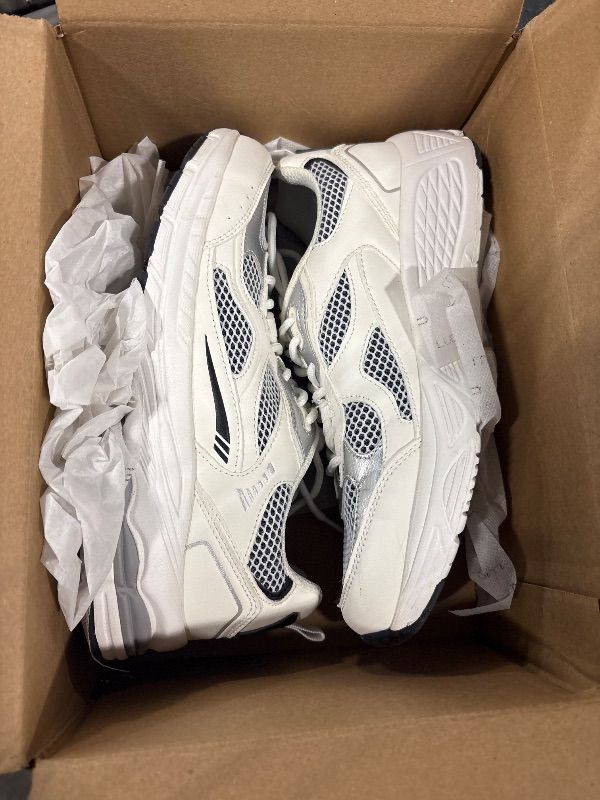 View 3 of ** USED/ DIRTY ** LUCKY STEP Women's Platform Chunky Fashion Sneakers Mesh Casual Running Tennis Workout Sport Work Trendy Athletic Walking Shoes (White,9 US)
