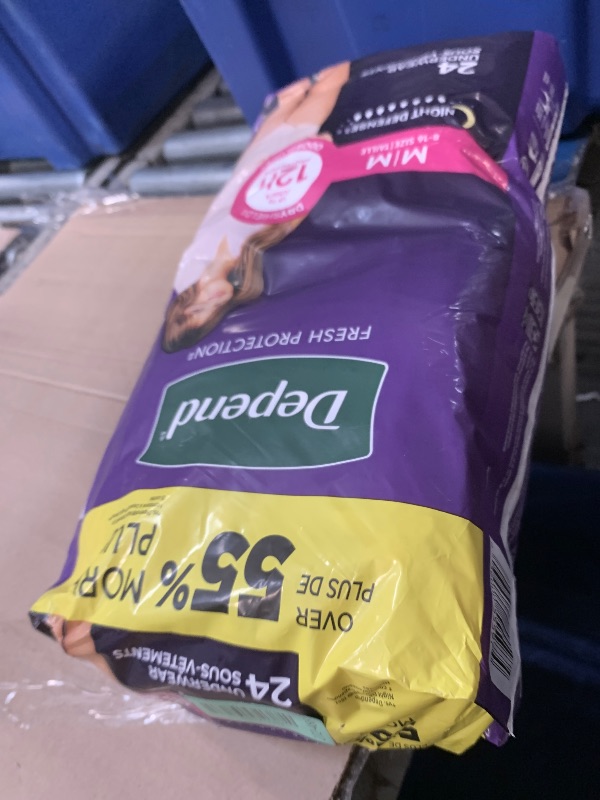 Photo 1 of Depend Night Defense Adult Diapers, Incontinence & Postpartum Bladder Leak Underwear for Women, Disposable, Overnight, Medium, Blush, 24 Count, Packaging May Vary