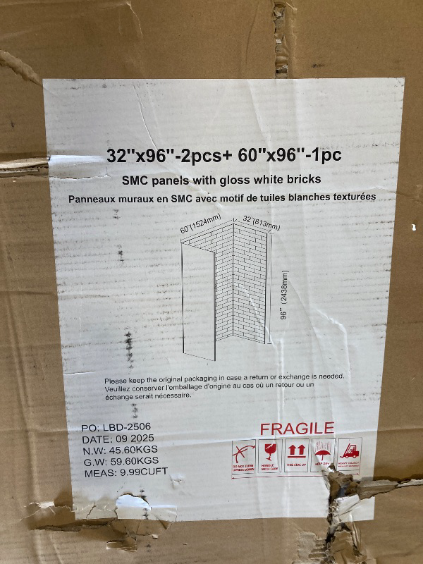 View 2 of ***MAY NEEDF A TRUCK***Bathbliss 32" W x 96" H Fixed Glass Shower Panel, Shower Glass Panel with Easy-clean Coated, Clear SGCC Tempered Glass Panel,Matte Black