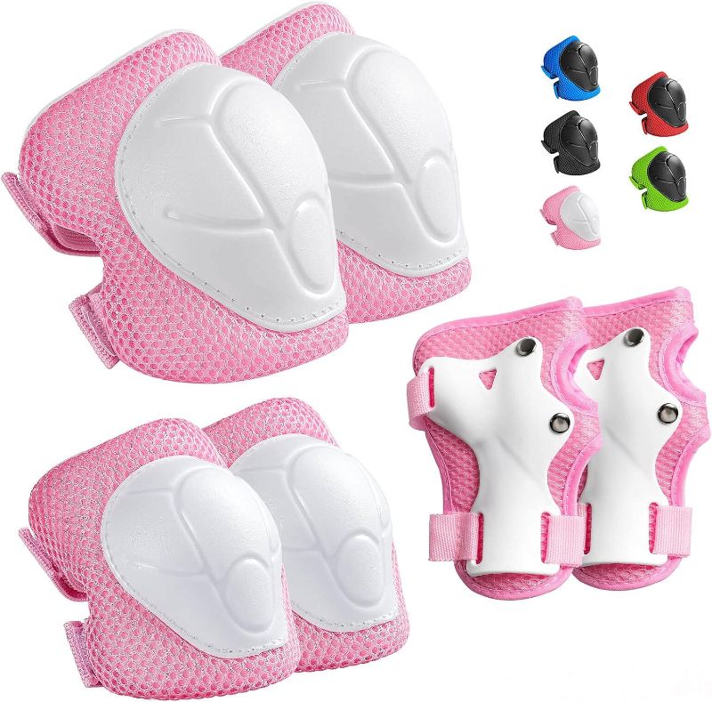 Photo 1 of **PINK** Wemfg Kids Protective Gear Set Knee Pads for Kids 3-14 Years Toddler Knee and Elbow Pads with Wrist Guards 3 in 1 for Skating Cycling Bike Rollerblading Scooter