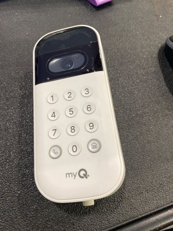 Photo 1 of ***MISSING BATTERY*** myQ Smart Garage Door Video Keypad with Wide-Angle Camera,Customizable PIN Codes,and Smartphone Control–Take Charge of Your Garage Access Works with Chamberlain, LiftMaster and Craftsman openers,White