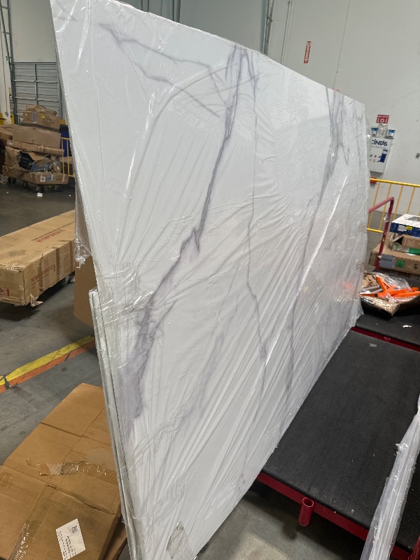 Photo 1 of * Shower Surround Wall Kit, 36D*60W*96H Inch 1/8"(3mm) Thick, Grid Surface Wall Panels for Shower Enclosure, White Marble Finish, SMC Material