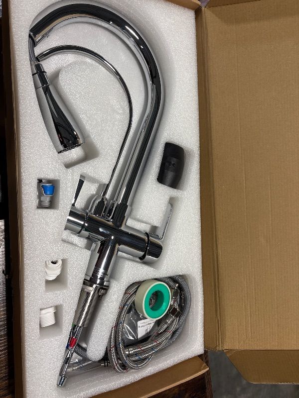 Photo 1 of ***new*** MENATT 2 Handle Kitchen Sink Faucet with Dringking Water Faucet, Pull Down Sprayer 3 in 1 Water Filter Purifier Faucets (Chrome)