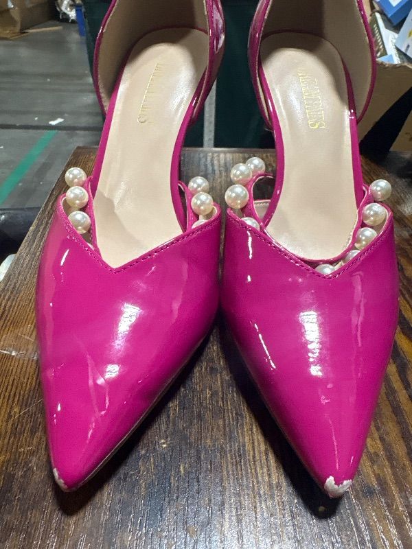 Photo 1 of **MINOR DAMGE/LOOK AT LIVE PHOTO**
DREAM PAIRS Womens Closed Toe High Heels Stiletto Pointed Toe Strappy Pearl Elegant D'Orsay Dress Wedding Party Pumps Shoes, Hot Pink - 10 (SDPU2316W)