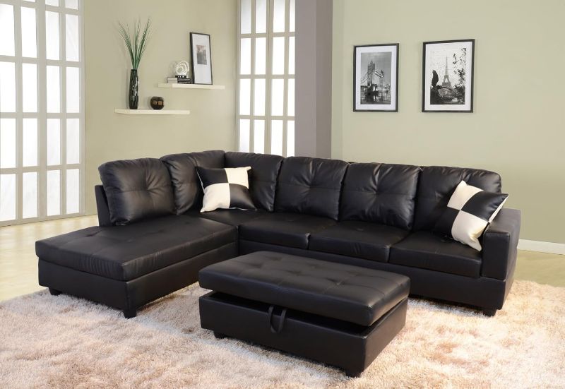 Photo 1 of ***STOCK PHOTO, ITEM/ COLOR MAY VARY, OTTOMAN NOT INCLUDED, SELLING AS IS FOR PARTS, FINAL SALE***Life Style Furniture Russes Sectional Sofa Set, Black ***OTTOMAN NOT INCLUDED, SELLING AS IS FOR PARTS, FINAL SALE***