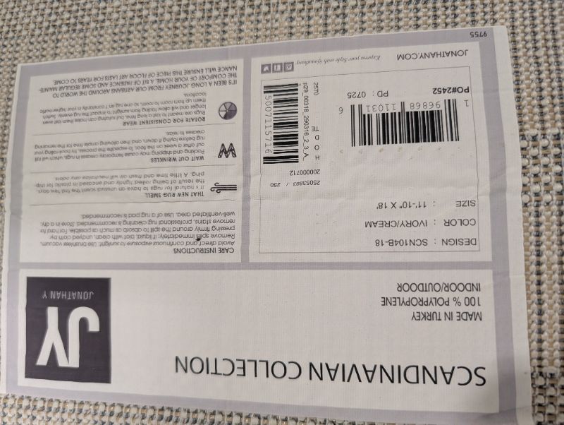 Photo 1 of ***MINOR DAMAGE ON THE BOTTOM SIDE, SELLING AS IS FINAL SALE***JONATHAN Y Nordby High-Low Arch Striped Ivory/Cream Indoor/Outdoor Area Rug, 12x18, Pet Friendly, Non-Shedding, Stain Resistant, Easy-Cleaning for Backyard, Patio (SCN104B-18)***MINOR DAMAGE O