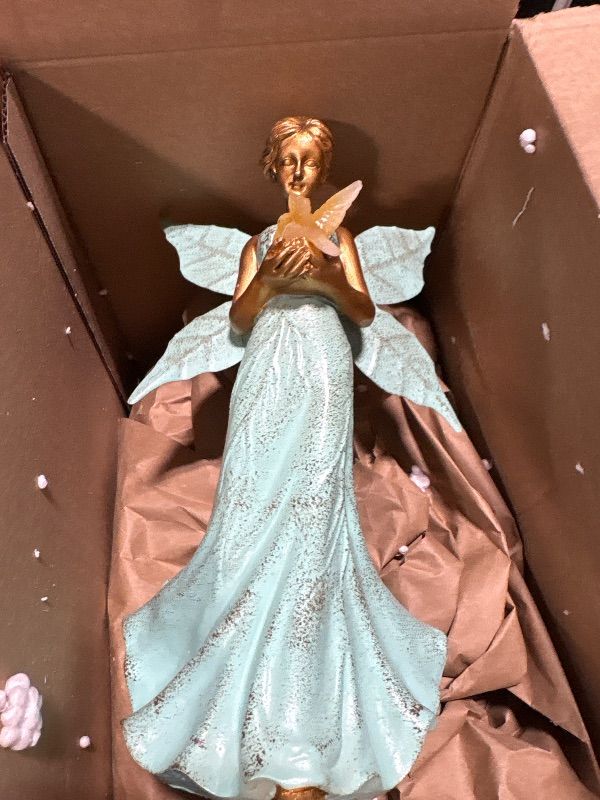 View 3 of **BIRD WING IS DAMAGED**
Solar Fairy Garden Statue Decor - Gifts for Women Mom Mother's Day, 10 Inch Angel Girls Resin Figurine Waterproof Home Decoration with Hummingbird LED Lights for Bedroom Balcony Table Yard Patio