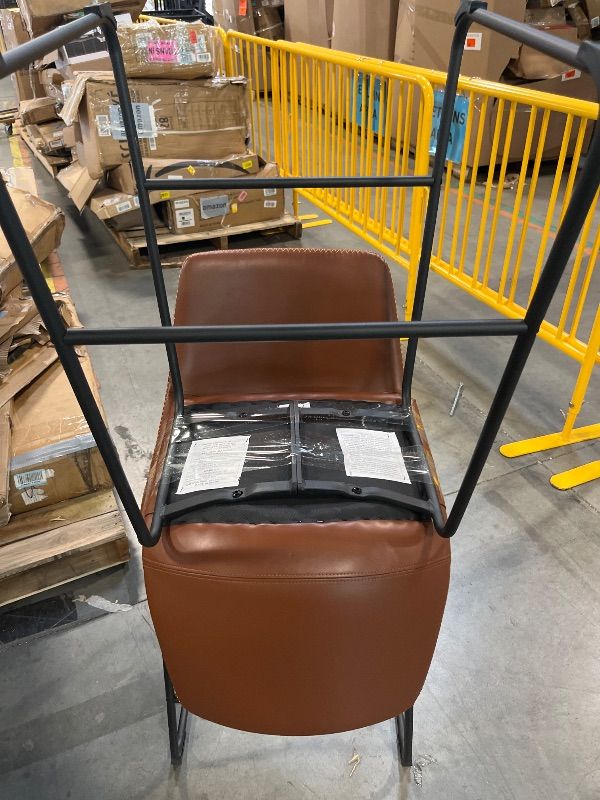 Photo 1 of ****AS IS ALL SALES FINAL NON RETURNS ****DUMOS 26 Inch Counter Height Bar Stools Set of,2Modern Faux Leather High Barstools with Back and Metal Leg, Bar Chairs for Kitchen lsland, Brown
