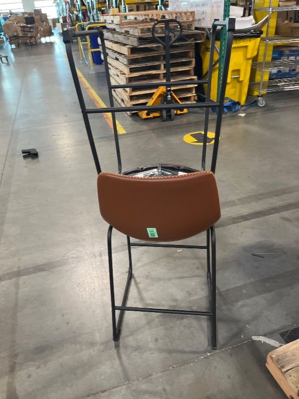Photo 1 of ****AS IS ALL SALES FINAL NON RETURNS ****DUMOS 26 Inch Counter Height Bar Stools Set of,2Modern Faux Leather High Barstools with Back and Metal Leg, Bar Chairs for Kitchen lsland, Brown