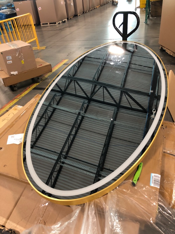 Photo 1 of ** sold as i no refund/return** see comments 
FENNIO 70" x 36" Large Wall Mounted Mirror with LED Lights, Oval Full Length LED Lighted Full Body Dressing Mirror for Bedroom, Salon, Brushed Aluminum Frame, Tempered Glass