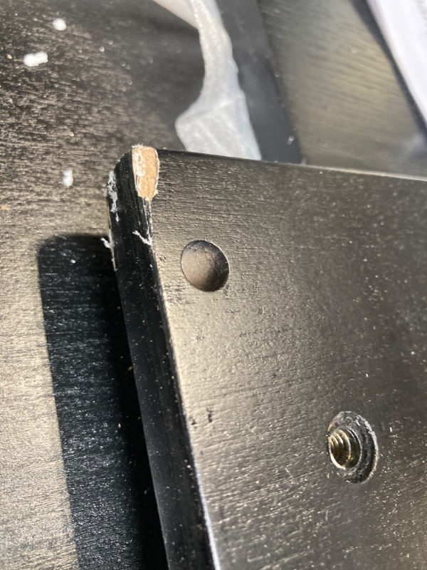 Photo 1 of ***MINOR SCRATCH****Nathan James Iris Mid-Century Modern Credenza, Black Sideboard Buffet, Living Room Wood Storage Cabinet with Arched Cabinet Doors, Black Credenza Cabinet for Kitchen or Living Room, Black Oak