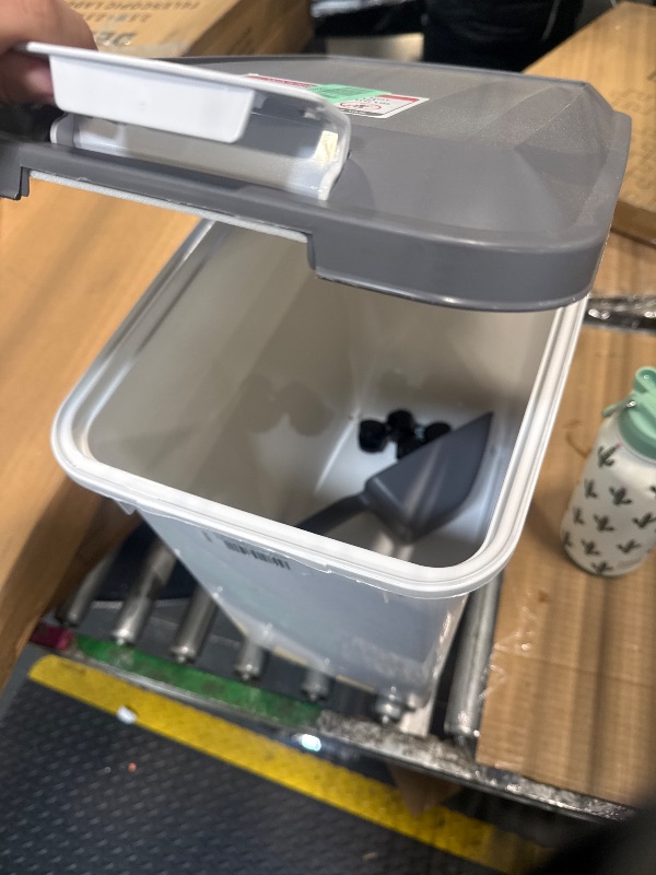 Photo 1 of ****SIMILAR PRODUCT*** IRIS USA 30 Lbs / 33 Qt WeatherPro Airtight Pet Food Storage Container with Attachable Casters, For Dog Cat Bird and Other Pet Food Storage Bin, Keep Fresh, Easy Mobility, BPA Free, Navy/Pearl