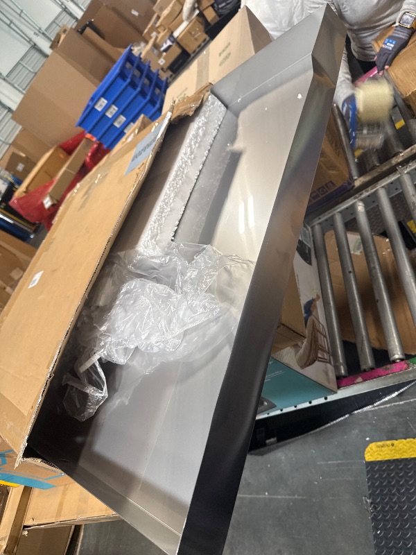 Photo 1 of ***DAMAGE MINOR*** VEVOR 32 x 30 x 2.5 Inch Washing Machine Pan 18 GA Thickness 304 Stainless Steel Heavy Duty Compact Washer Drip Tray with Drain Hole & Hose Adapter