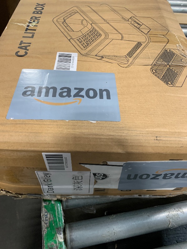 Photo 1 of **MAJOR DAMAGE**
Stainless Steel Litter Box with Lid, XL Closed Metal Litter Box Modular Design with Flip Lid Fits All Cats, Extra Large Covered High Sided Cat Box, Scoop, Non-Sticky, Easy Cleaning (Dark Grey)