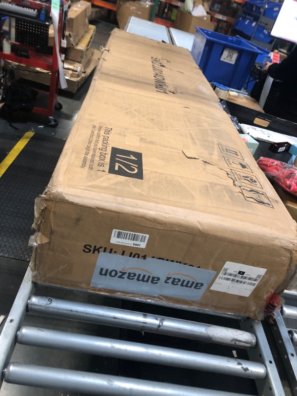 Photo 1 of **BOX 1/2** **Missing 2/2**HOMBCK King Size Bed Frame with Wingback Tufted Headboard, Velvet Upholstered Bed Frame King Size with Curved Headboard, Wooden Slats Support, Easy Assembly, No Box Spring Needed, Noise-Free, Beige