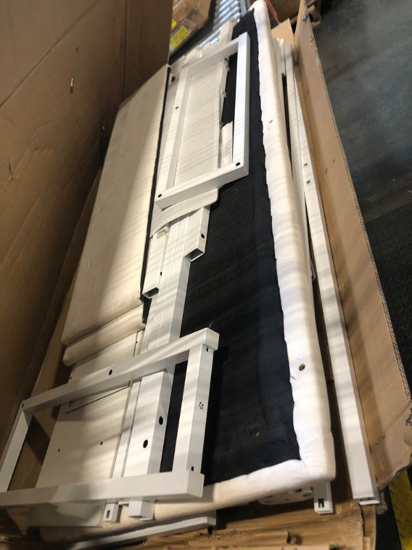 Photo 1 of *** MISSING MANUAL AND HARDWARE ***** Full Upholstered LED Bed Frame with 2 Storage Drawers and 2-Tier Storage Headboard, Velvet Princess Platform Bed with Charging Station & Bookcase, Corner Bed Frame, Heavy Duty Metal Support, Beige