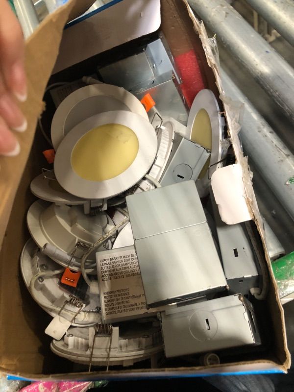 Photo 1 of ****REALLY USED****MELPO Smart Recessed Lighting 4 Inch Work with Alexa & Siri?12W 1100LM Recessed Ceiling Light 2700K-5700K?16 Million Colors?Music Sync, DIY Scenes, DIY Flash, LED Downlight with Junction Box?12 Pack