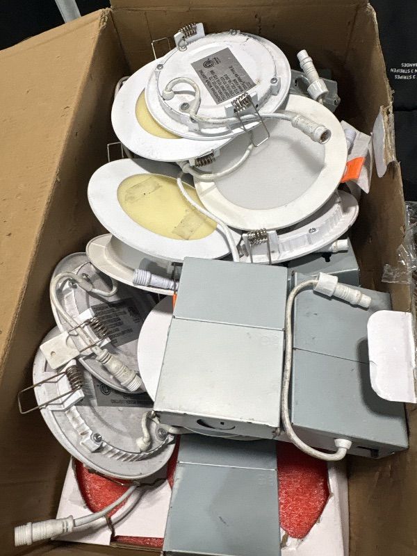 Photo 1 of ****REALLY USED****MELPO Smart Recessed Lighting 4 Inch Work with Alexa & Siri?12W 1100LM Recessed Ceiling Light 2700K-5700K?16 Million Colors?Music Sync, DIY Scenes, DIY Flash, LED Downlight with Junction Box?12 Pack