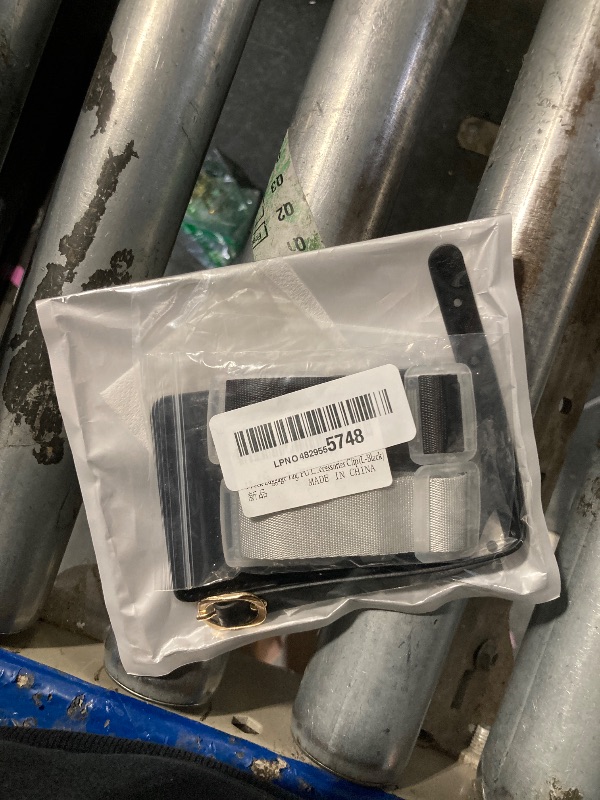 Photo 1 of 1 Pack Luggage Tag, PU Leather Suitcase Tags Identifiers Privacy Cover ID Label for Travel Bag Suitcase with 2 Pack Luggage Straps for Hats, Bags and Travel Accessories Clip(L-Black)