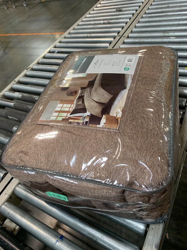 Photo 1 of ***FINAL SALE, NO RETURN***Madison Park Boone Cozy Comforter Set, Faux Suede, Deluxe Hotel Styling All Season Down Alternative Bedding Matching Shams, Decorative Pillow, Queen (90 in x 90 in), Rustic Brown 7 Piece