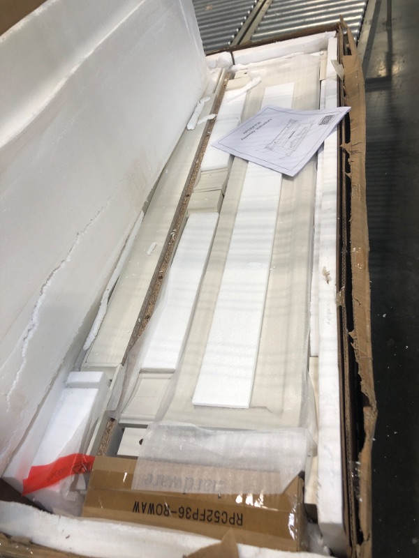 Photo 1 of ****FACTORY SEALED***OKD 52" Electric Fireplace with Mantel, Freestanding Fireplace Heater TV Stand with 36" 3-Side Glass Insert for TVs Up to 65" with Storage Cabinet for Living Room, Antique White