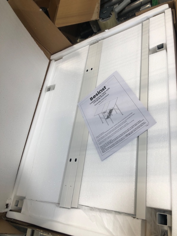 Photo 1 of ***FACTORY SEALED****Besiost Folding Sewing Cutting Table with Charging Station, Height Adjustable Craft Table with Storage, 50" Foldable Fabric Cutting Tables for Sewing Room Craft Room, Natural