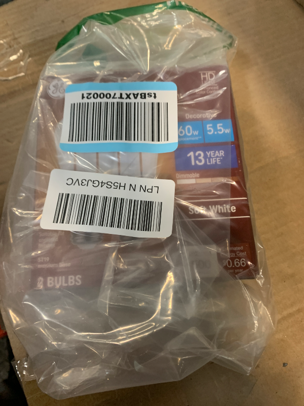 Photo 1 of (2-Pack) GE Relax LED Vintage 60 watt equivalent ST19 Soft White Dimmable Decorative Light Bulb