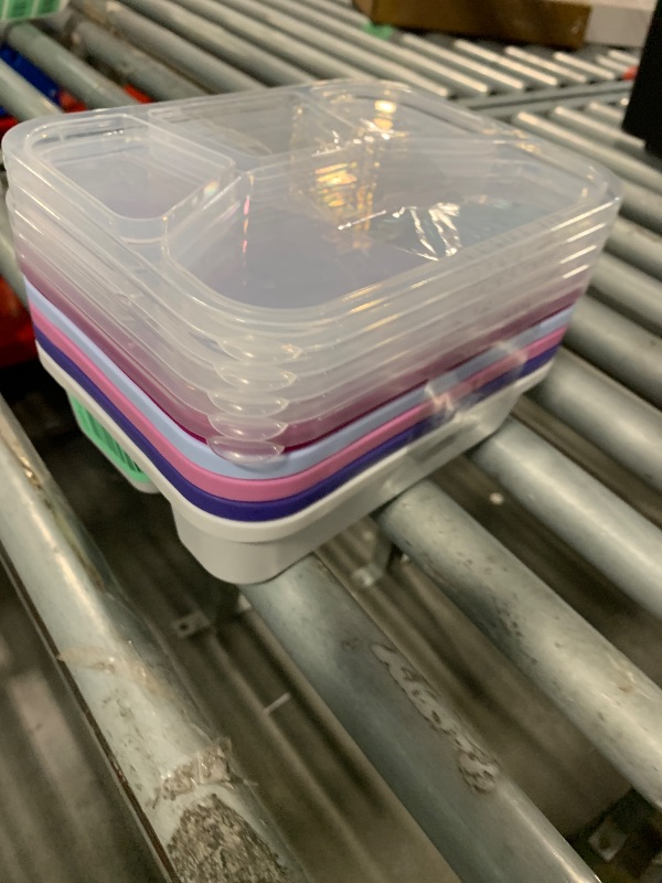 Photo 1 of **MINOR DAMAGE**
Honeydak 5 Pack Snack Containers 4 Compartment Bento Snack Boxes Reusable Lunchable Containers with Lids Divided Meal Prep Lunch Food Storage Box for School Work Travel(Elderberry,Mixed)