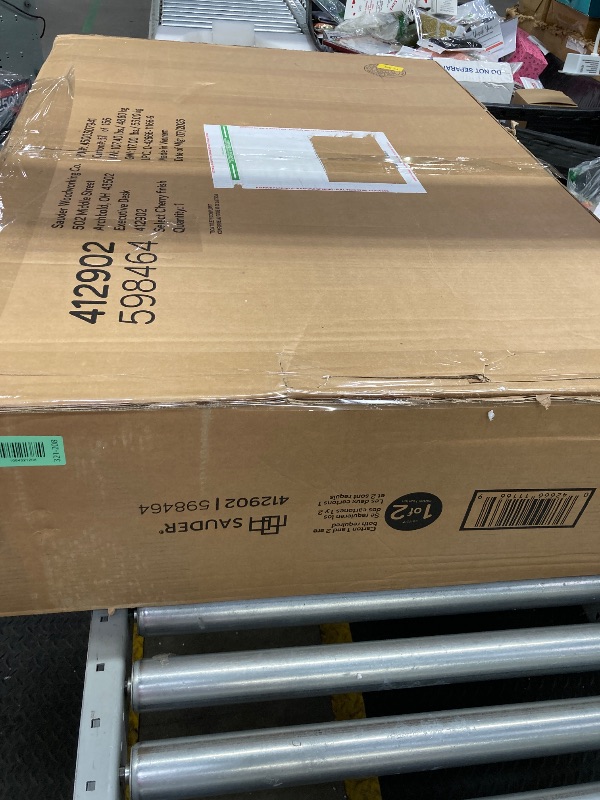 Photo 1 of ***BOX 1 OF 2***
Sauder Palladia Office Desk with Drawers, Executive Desk with File Cabinet Storage, Cable Management, Keyboard Tray, in Select Cherry Finish