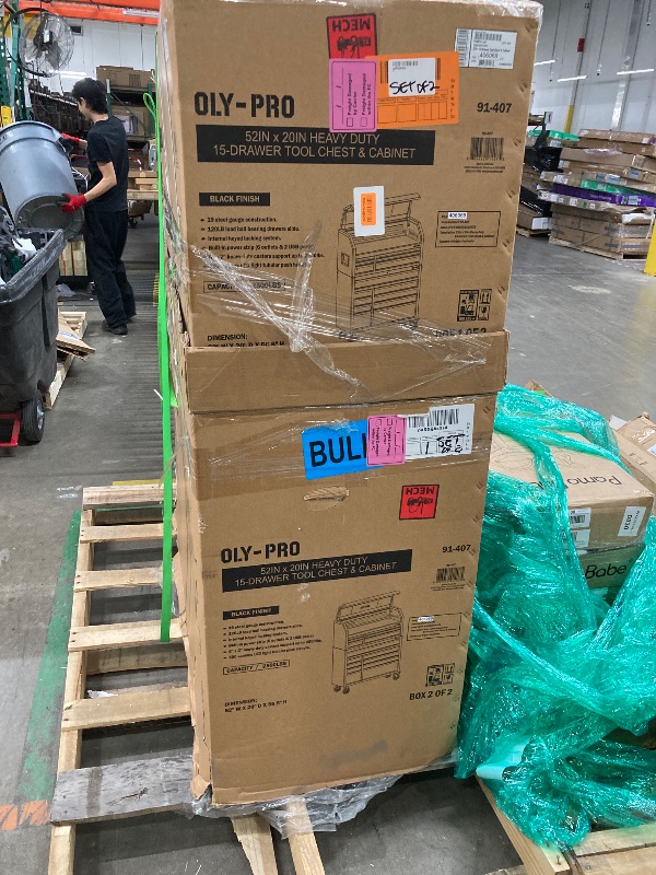 Photo 1 of ***factory sealed ****Olympia Tools Heavy Duty 52in. 15-Drawer Tool Chest and Rolling Cabinet Combo, Mechanic Tool Organizer Box for Garage Workshop, Black