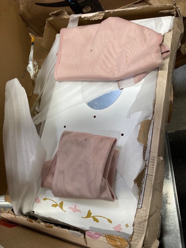 Photo 1 of ****used****ROBUD Wooden Play Armoire Closet for Dolls, Doll Closet Furniture Wardrobe with 5 Hangers, Mirror, Velvet Curtains, Fit for 16-20in American Girl Doll Clothes, Gift for Boys & Girls, 3+