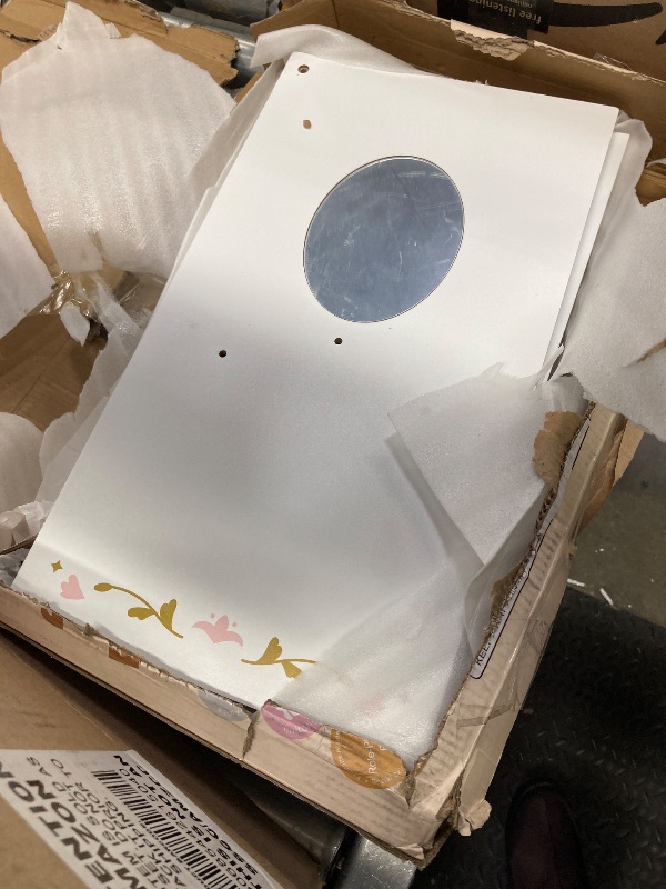 Photo 1 of ****used****ROBUD Wooden Play Armoire Closet for Dolls, Doll Closet Furniture Wardrobe with 5 Hangers, Mirror, Velvet Curtains, Fit for 16-20in American Girl Doll Clothes, Gift for Boys & Girls, 3+