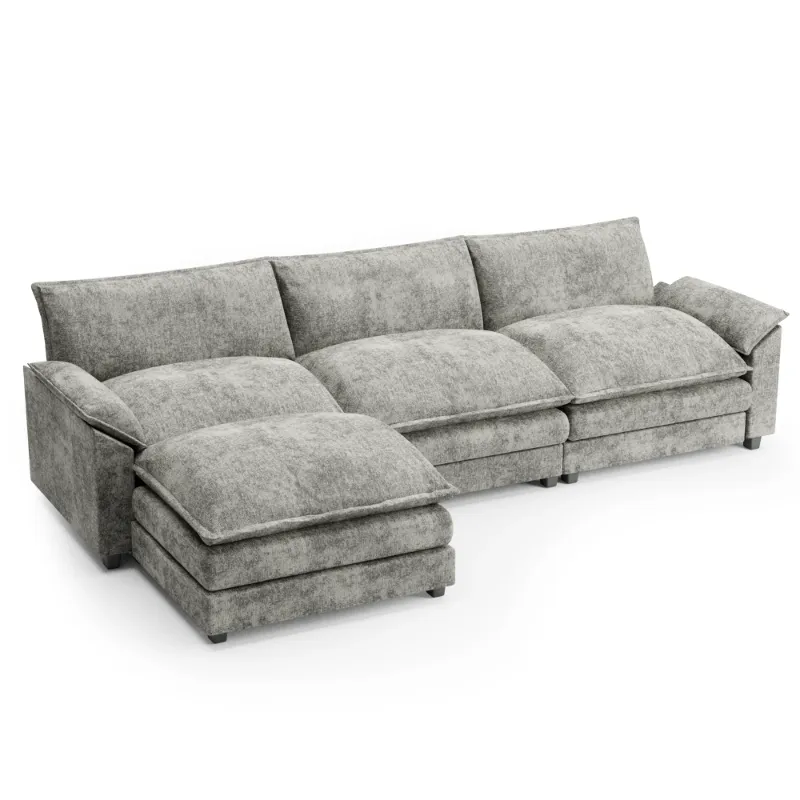 Photo 1 of ******** partial set box 2/3-3/3 only****Homall 3-seat L-shaped Cloud Couch Sectional Sofa with reversible toffee chair Movable Footrest Sofa, Gray
