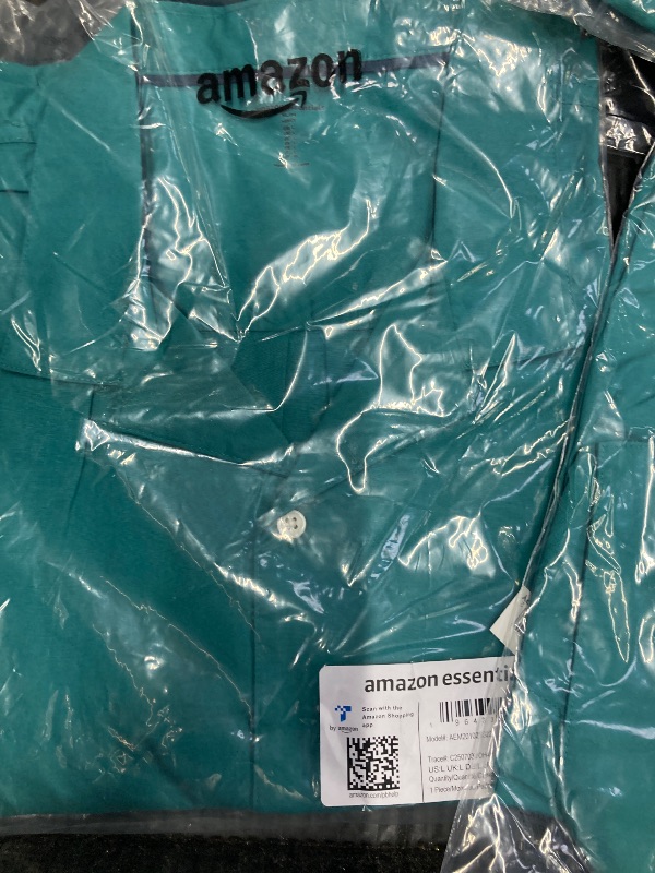 Photo 1 of Amazon Essentials Men's Vacation Cotton Resort Shirt, Slim-Fit Short Sleeve, Teal Blue, Large