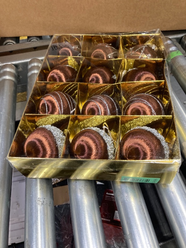 Photo 1 of 12 Pcs Luxury Christmas Ball Ornaments Set - 3.15 Inch Shatterproof Silk Satin Xmas Ball Decorations with Sequins, Balls for Christmas Tree Coffee