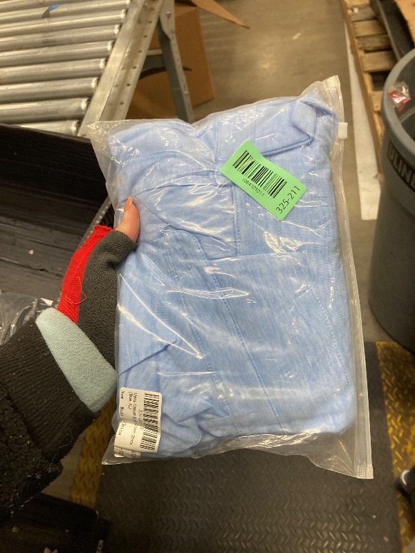 Photo 1 of ?Men's Banded Collar Stripe Shirt, Linen Cotton Mandarin Collar Long Sleeve Button Down Shirts Collarless Tops with Pocket for Casual & Business (Navy XXL)