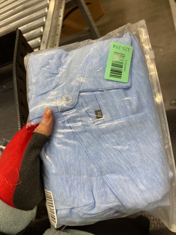 Photo 1 of ?Men's Banded Collar Stripe Shirt, Linen Cotton Mandarin Collar Long Sleeve Button Down Shirts Collarless Tops with Pocket for Casual & Business (Navy XXL)