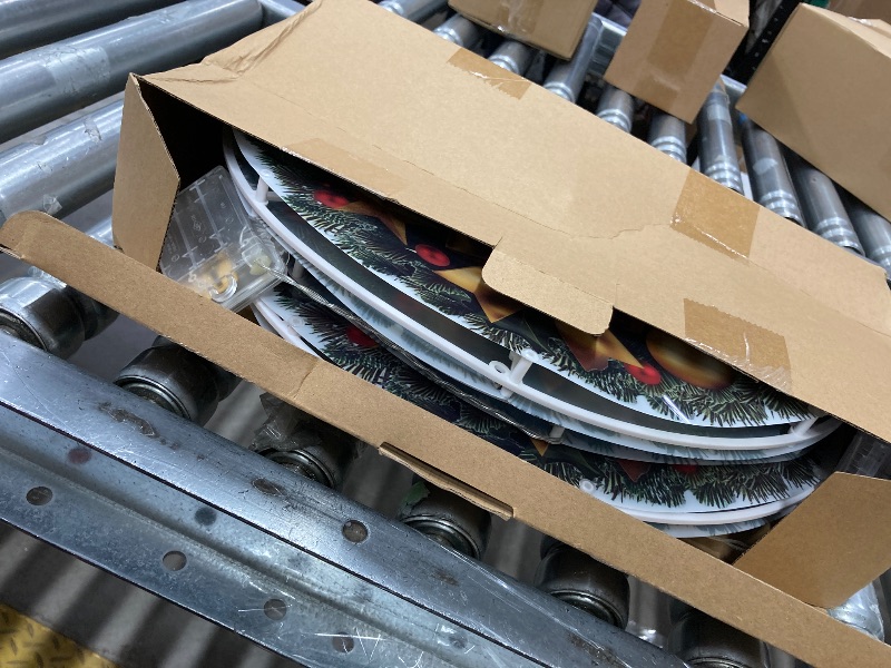 Photo 1 of 2 Pack PVC Christmas Wreath Decor with Lights, Battery Operated Lighted Christmas Wreath Decorations for Indoor and Outdoor, IP44 Waterproof Xmas Decor for Window, Door and Wall (16 Inch)