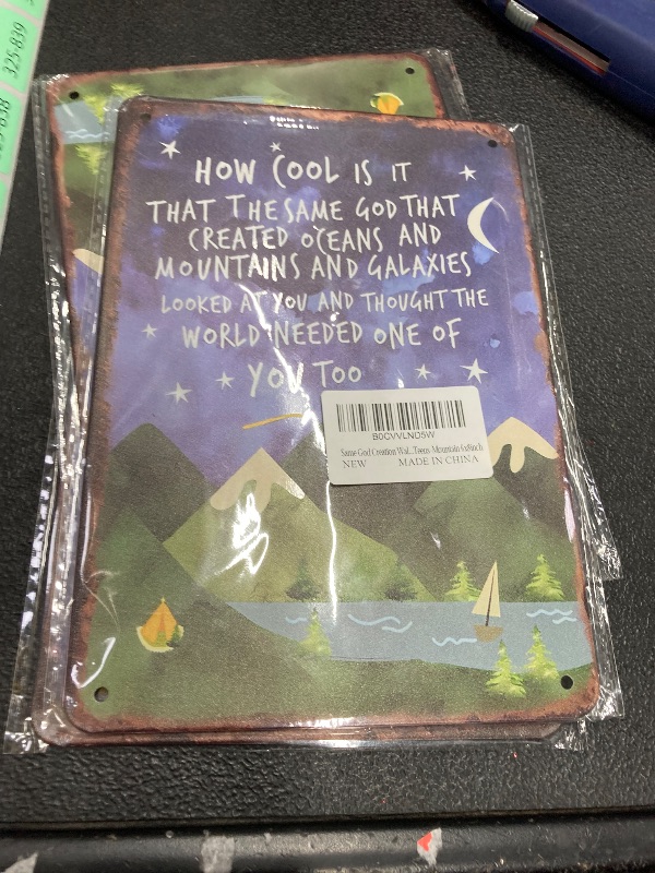 Photo 1 of ** pack*/*3**    Vextrovia Same God Creation Wall Art,Inspirational Quotes Framed Tin Sign Wall Art For Kids Teens Room Nursery Wall Decor,Encouragement Gifts For Kids Teens-Mountain 6x8inch